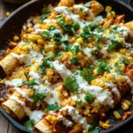 Mexican Street Corn Chicken Enchiladas