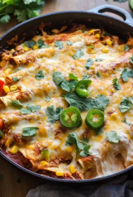 One Skillet Street Corn Chicken Enchilada Bake