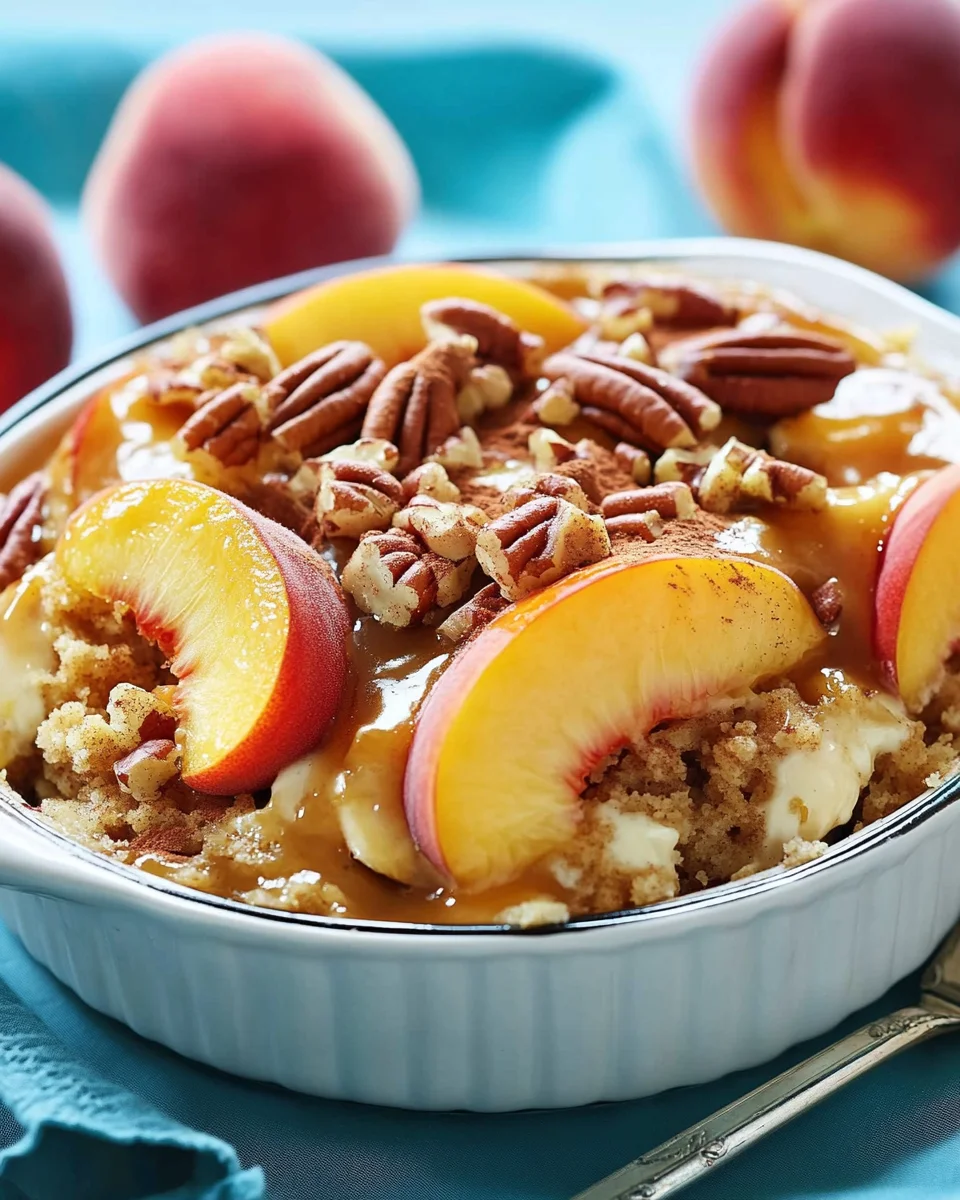 Peach Dump Cake with Pecan Topping