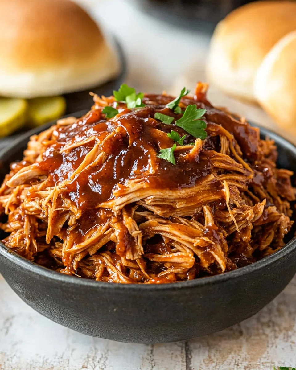 Shredded BBQ Chicken (Crock Pot Recipe)